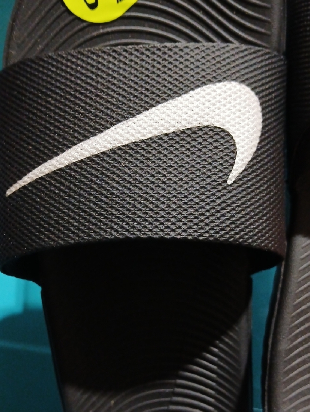 Nike Black Slides with White Swoosh - Picture 6 of 7